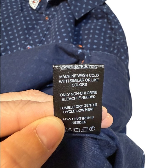 Denim & Flower Button Up Shirt Men's M Slim Fit Blue with Blue Anchor Pattern - Picture 4 of 8